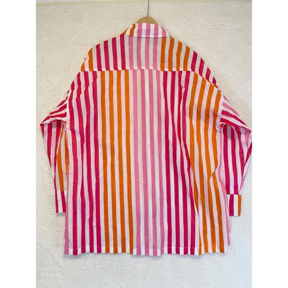 Beach Riot Cotton Button Down Blouse Cover Up Striped Size L/XL Boxy Fit - Picture 2 of 5